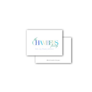 Simple multi-colored serif block font family calling card enclosure gift tag