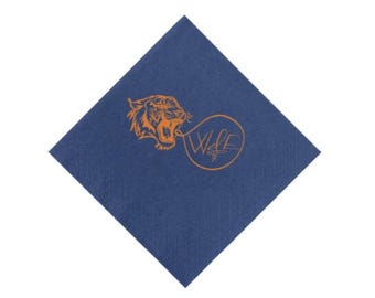 Orange-marineblaue „WDE“ Auburn Gameday-Servietten mit Folienprägung, 12,7 x 12,7 cm – von Kate Chambers Designs