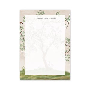 Bloc de notas personalizado - Chinoiserie verde acuarela para mujer - por Kate Chambers Designs
