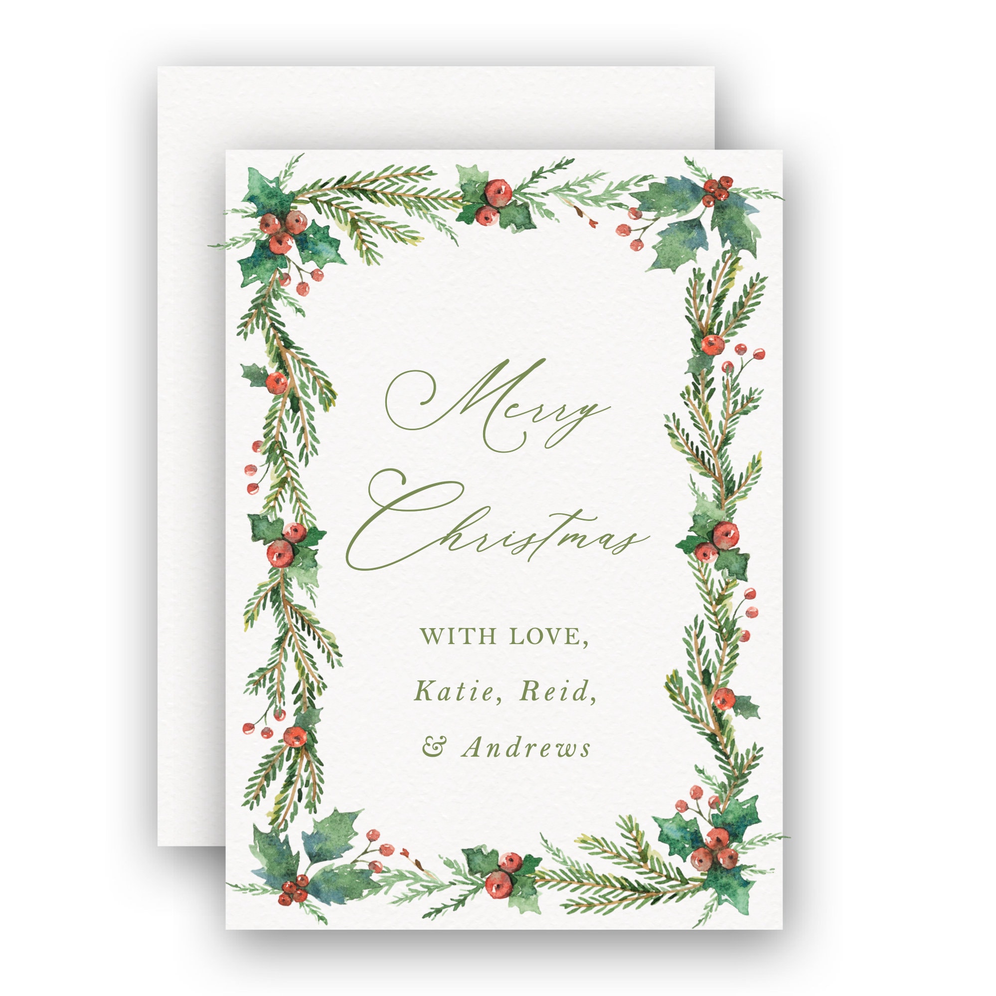 Watercolor Garland Merry Christmas Holiday Gift Tag Enclosure - Etsy