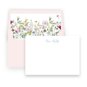 Aquarel Wildflower bloemen gevoerde roze envelop vrouwen briefpapier kaarten
