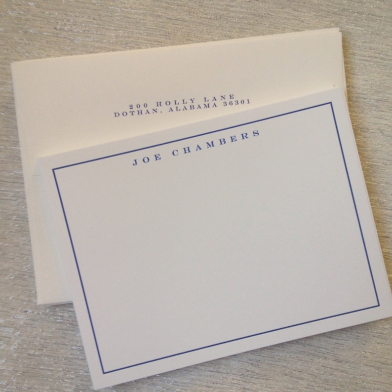 Cartes de correspondance plates simples bleu marine ou noir pour hommes par Kate Chambers Designs image 2