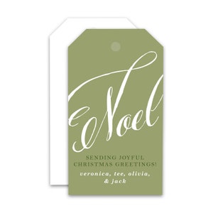 Custom olive green Noel holiday Merry Christmas gift tags