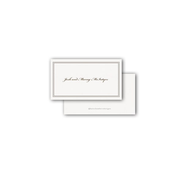 Classic script font formal couples family calling card enclosure gift tag