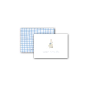 Blaue Aquarell Hase Schleife Band Jungen Visitenkarte Einschließung Geschenkanhänger