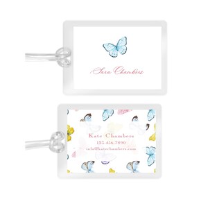 Laminated bag tag - girls butterfly - by Kate Chambers Designs