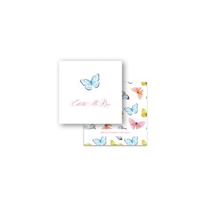 Watercolor Butterfly blue pink yellow girl&#39;s calling card enclosure gift tag