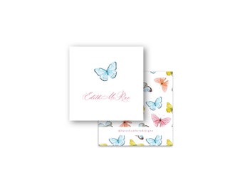 Aquarell Schmetterling blau rosa gelb Mädchen Visitenkarte Beilage Geschenkanhänger