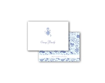 Vintage botanical blue toile women's or family calling card enclosure gift tag