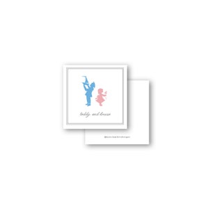 Vintage Silhouette Jungen und Mädchen gemeinsame Geschwister Visitenkarte Einschließung Geschenkanhänger
