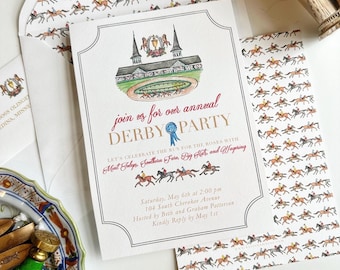 Watercolor Kentucky Derby horse race jockey birthday party or general party invitation