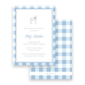 Convite para chá de bebê - meninos com arco aquarela azul cordeiro - por Kate Chambers Designs