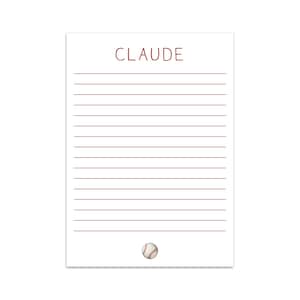 Custom Notepad - Boy&#39;s Simple Red Baseball - by Kate Chambers Designs