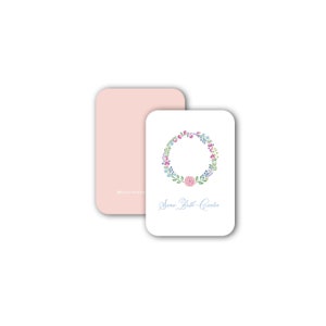 Botanical Wreath light pink girl&#39;s calling card enclosure gift tag