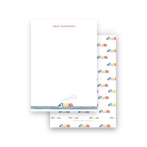 Tarjetas de papelería de tren de color primario de acuarela para niños por Kate Chambers Designs