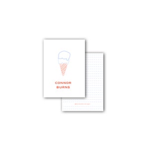 Blue red ice cream cone boys calling card enclosure gift tag
