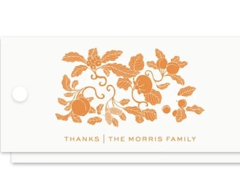 Custom Engraved Orange Cream Thanksgiving Leaves Holiday gift tags