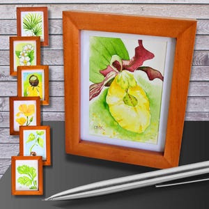 Mini Framed Watercolor Painting. Tiny Original Hand-Painted Artwork. Artist Trading Card Sized Art.