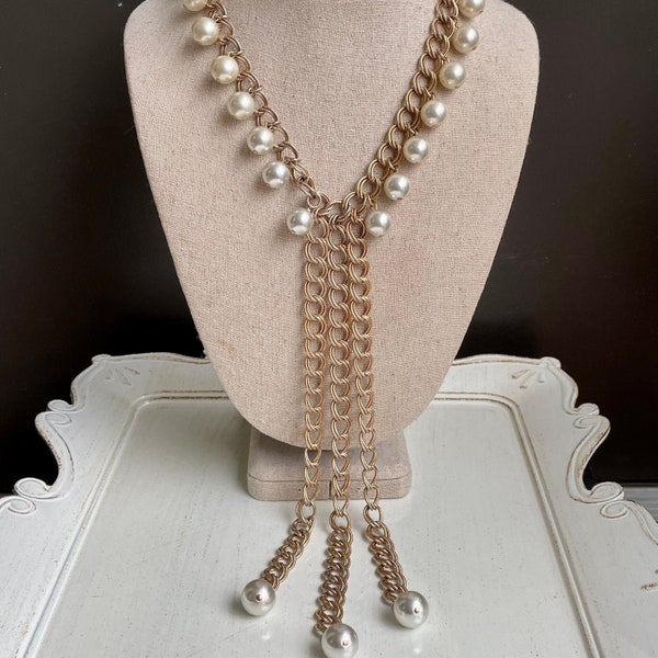 Vintage Park Lane Gold Chain and Pearl Necklace