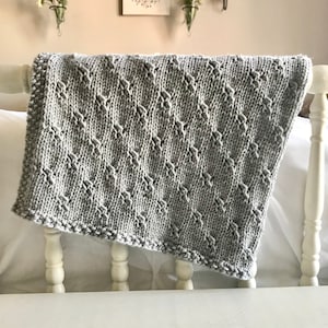 Gray Knit Baby Blanket, Gender Neutral Blanket, Baby Shower Gift