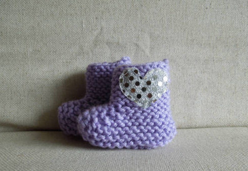 Newborn Girl Hat Baby Shower Gift Lavender Silver Sparkly Heart Baby Girl Boots New Born Set