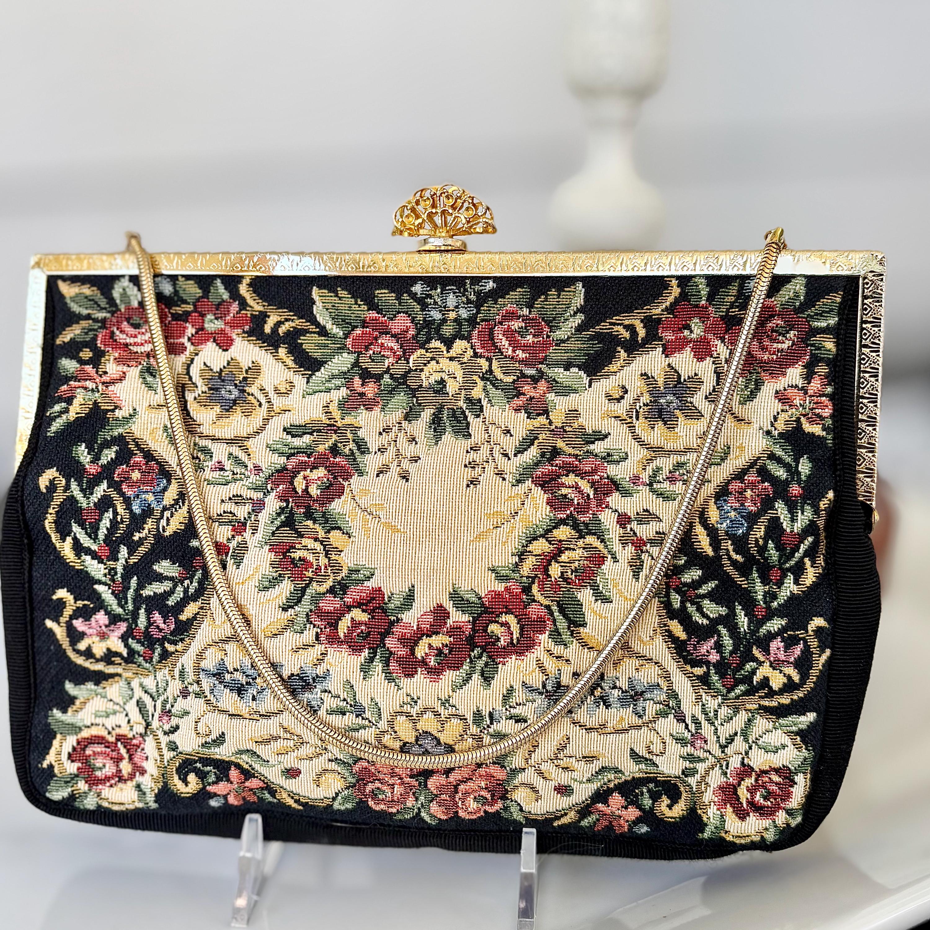 アンティーク タペストリー バッグ Victorian Tapestry Bag - Etsy