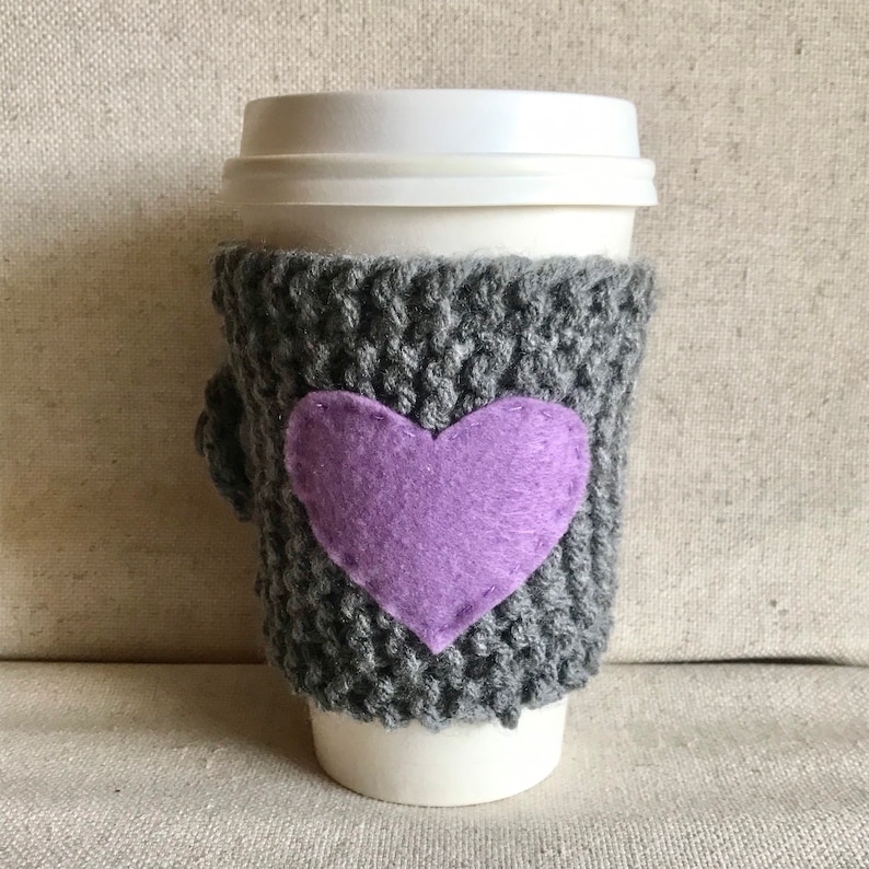 Coffee Sleeve Lavender Heart Coffee Cozy Mug Cozy