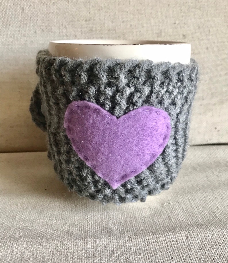Coffee Sleeve Lavender Heart Coffee Cozy Mug Cozy