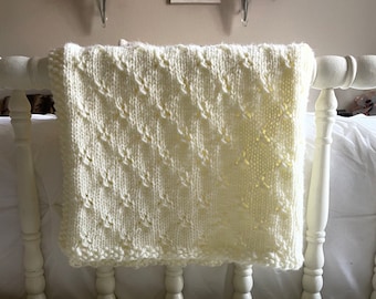 Ivory Knit Gender Neutral Baby Blanket