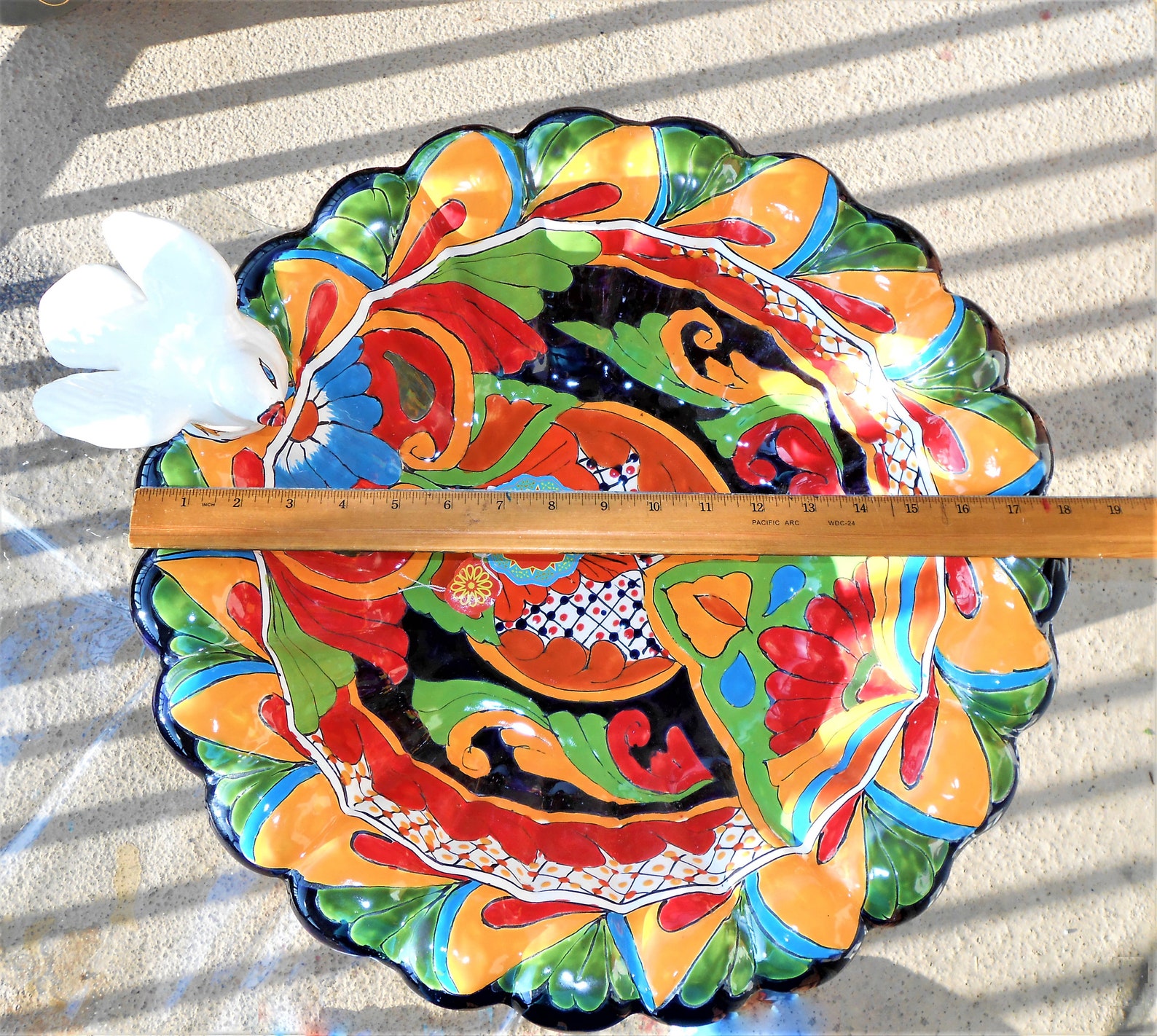 Large Authentic Talavera Decorative Ceramic Birdbath Top Very Etsy