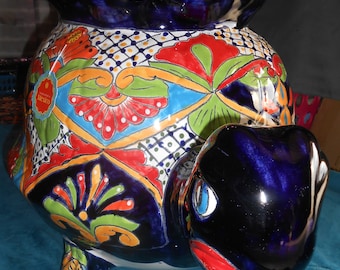 Details about   8" DOG Puppy large colorful mexican pottery clay ceramic handpainted folk art 
