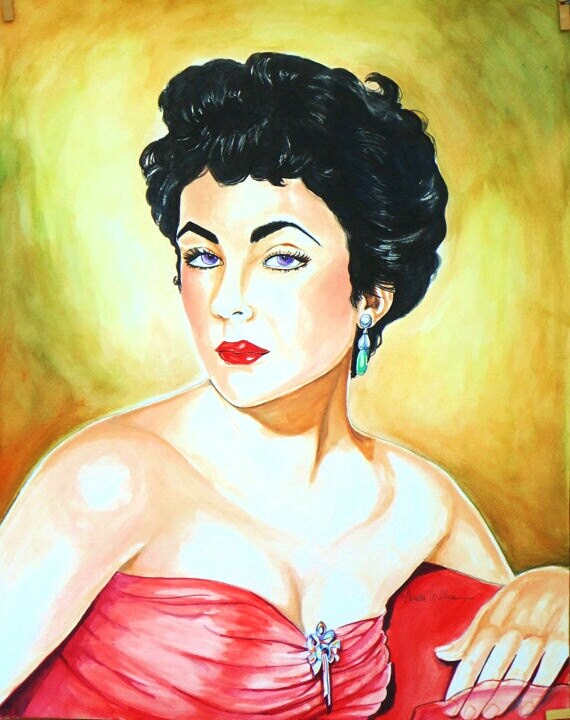 elizabeth taylor red dress ELIZABETH TAYLOR 8X10 COLOR Lab Photo STUNNING PORTRAIT Red Dress Brunette #2