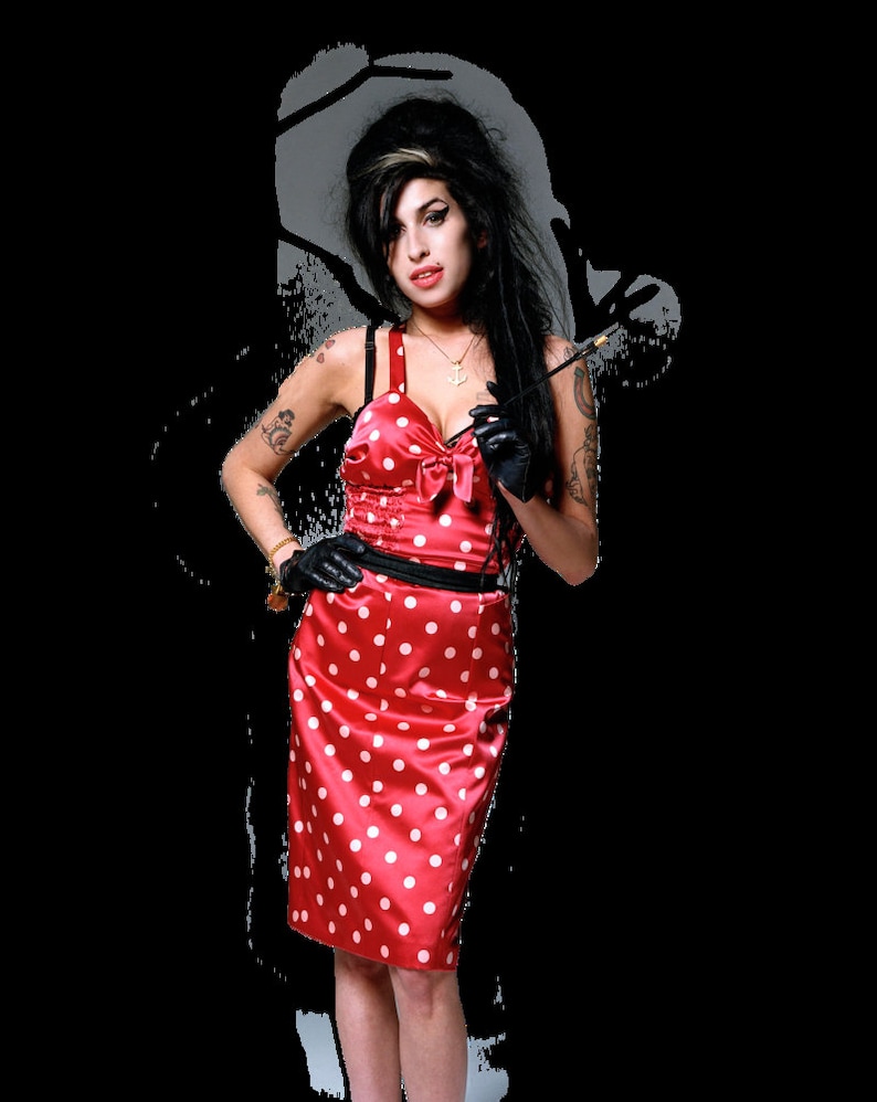 Sale Large Amy Winehouse In Polka Dot Dress Original Etsy