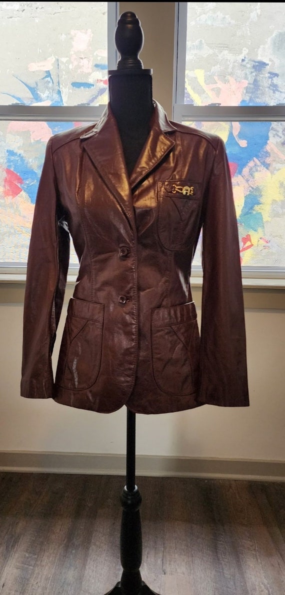 Etienne Aigner Leather Ox Blood Jacket