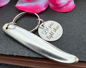 spoon keychain with charm “ let your light shine”