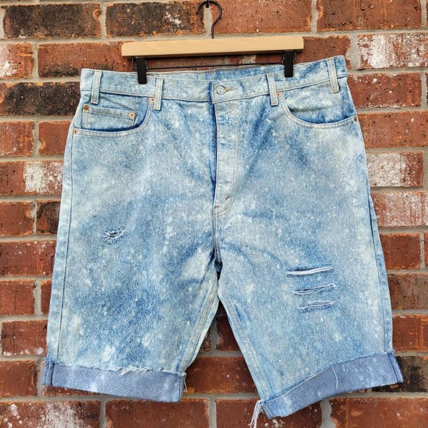 1990s Vintage Levis Cutoff Distressed Shorts Jorts - High Waist Ripped - Waist 38