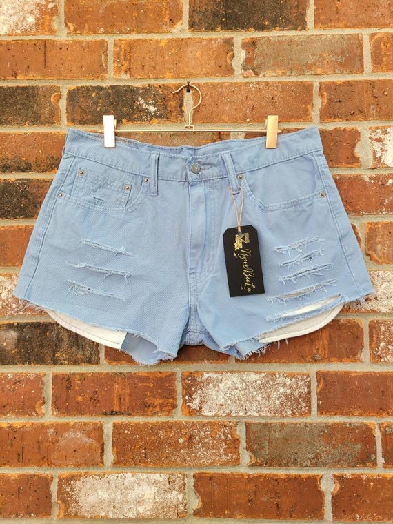 Levis 502 Cutoff Light Blue Shorts - Waist 32" - image 1