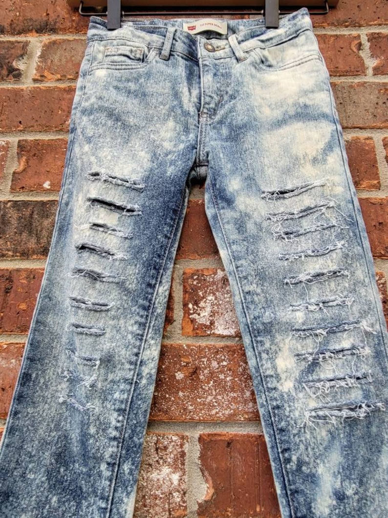 Kids Vintage Distressed Bleach Washed Levis Jeans Size 6x - Etsy
