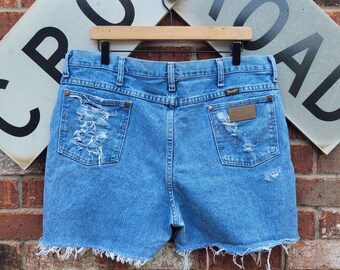Wrangler Cutoff Distressed Ripped Jean Shorts - Waist Size 37"