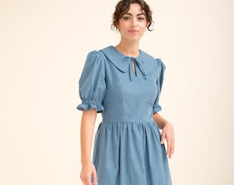 The Eleanor - blue corduory dress