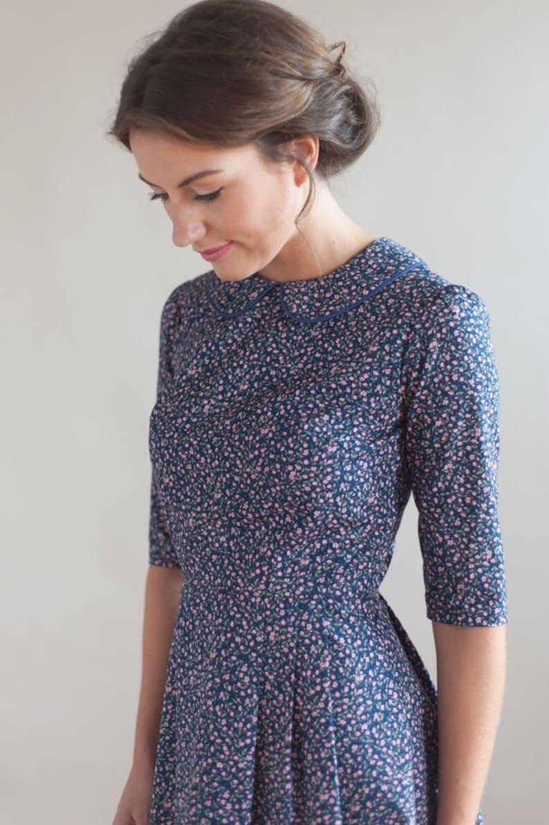 Floral dress with peter pan collar Etsy