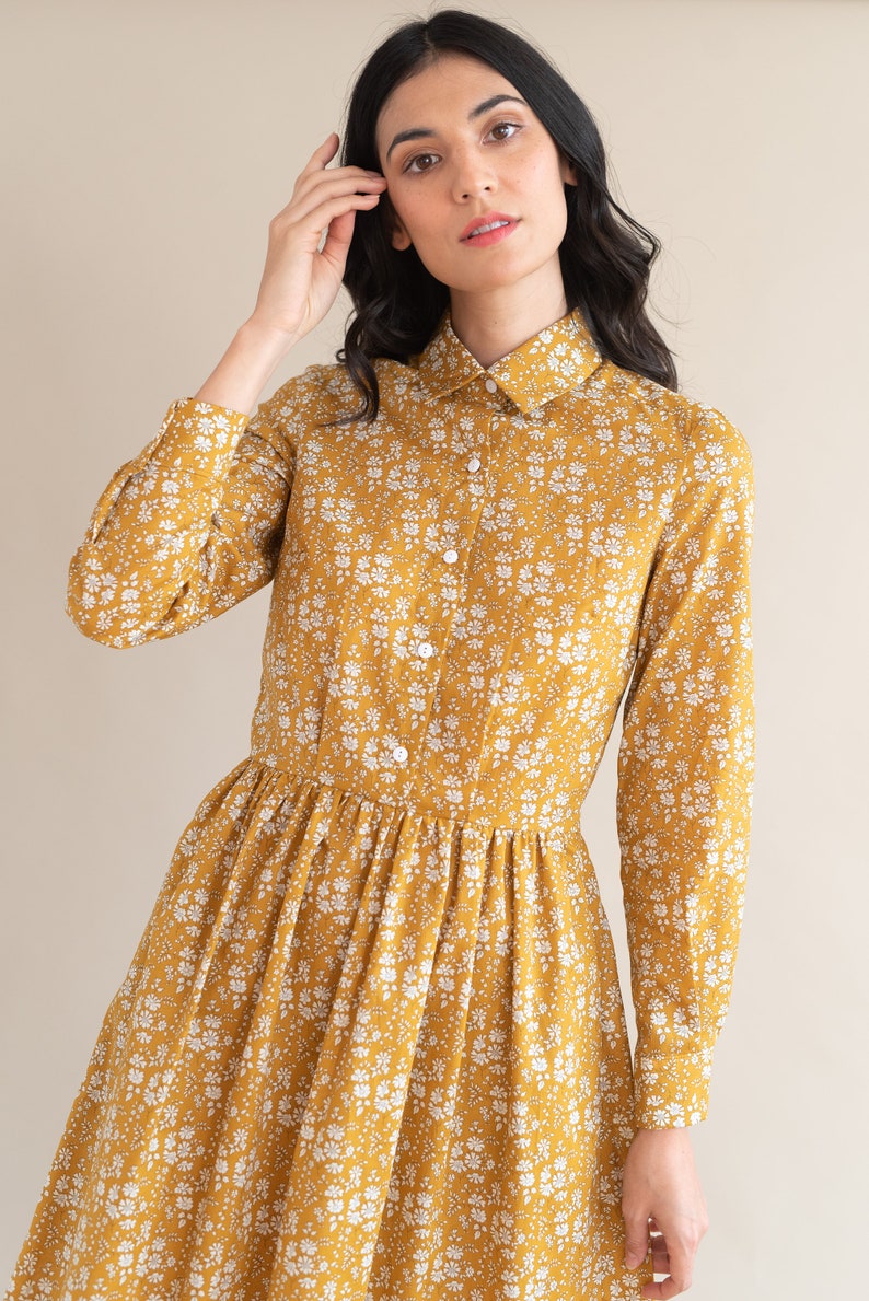 Floral shirt dress with collar Etsy