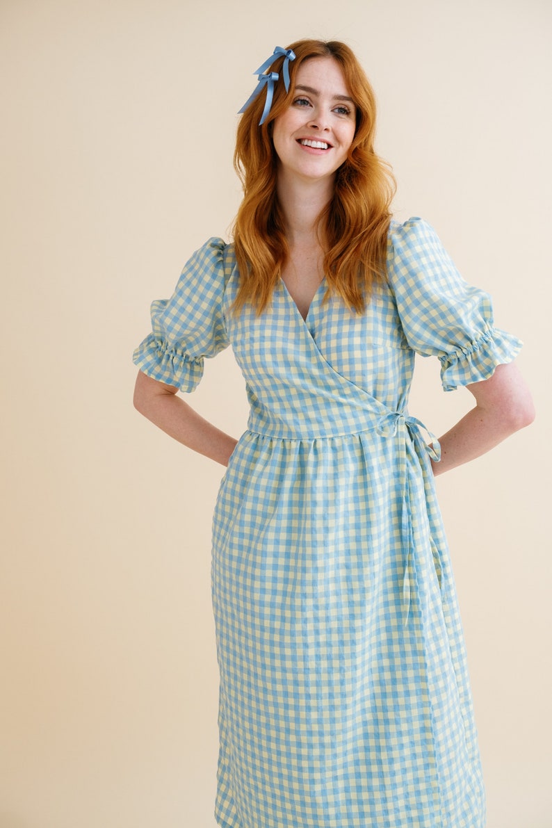 The Alma gingham wrap dress image 8