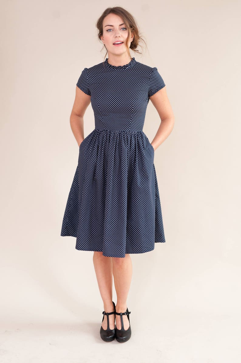 m&s blue spotty dress