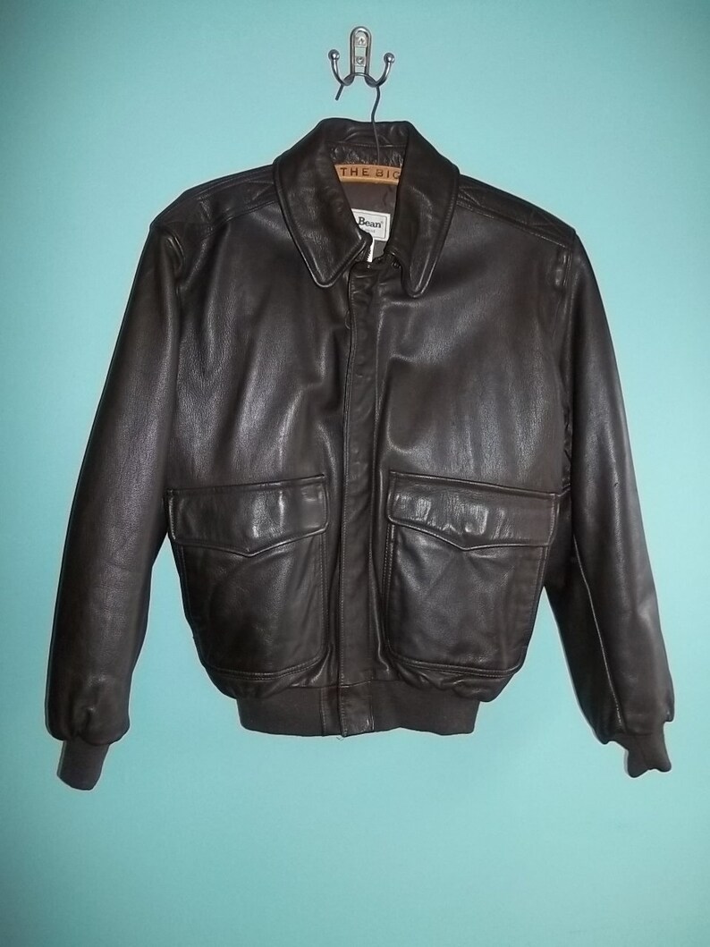 LL Bean Goatskin Leather Bomber jacket Small Etsy