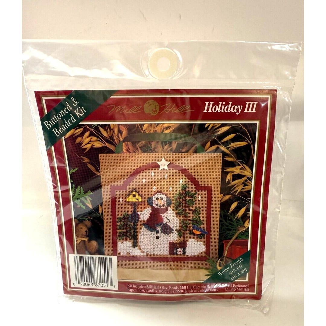 Mill Hill Holiday III Winter Friends Cross Stitch Kit Buttoned