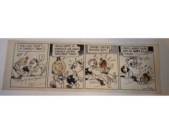 Vintage 1950s Marty Mars News Syndicate Newspaper Comic Strip Art 23" x 8" (D)