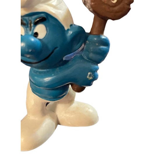 Smurfs 20039 Mallet Smurf Wood Sledgehammer Vtg Figure PVC