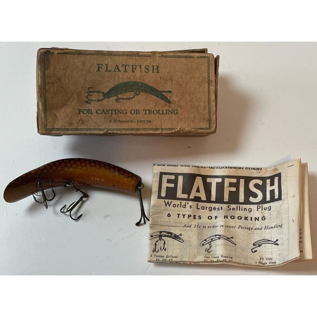 Vintage Fishing Lure Flatfish Lure for Casting or Trolling Helin Tackle Co.  M 
