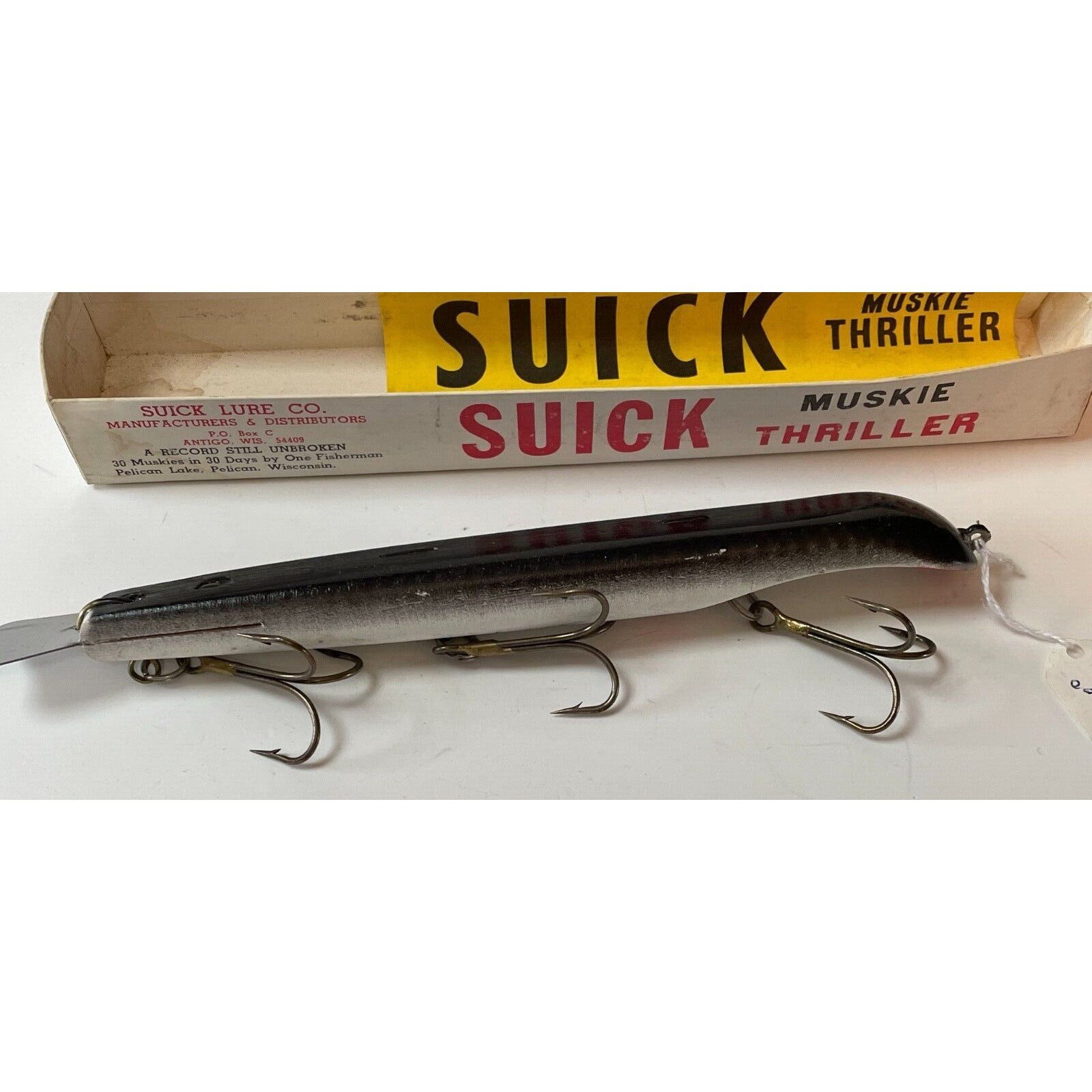 Leurre Muskie Suick Thriller 9 Pouces – Topwater En Bois, Fait Main, Neuf Sous Emballage
